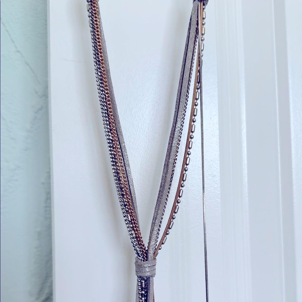 Chico’s leather knot chain Layered Necklace